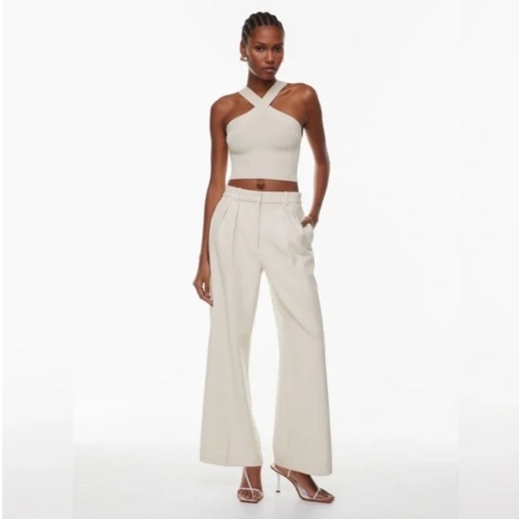 Babaton Sculpt Knit Criss Cross Ribbed Cropped Top Small - Picture 4 of 11